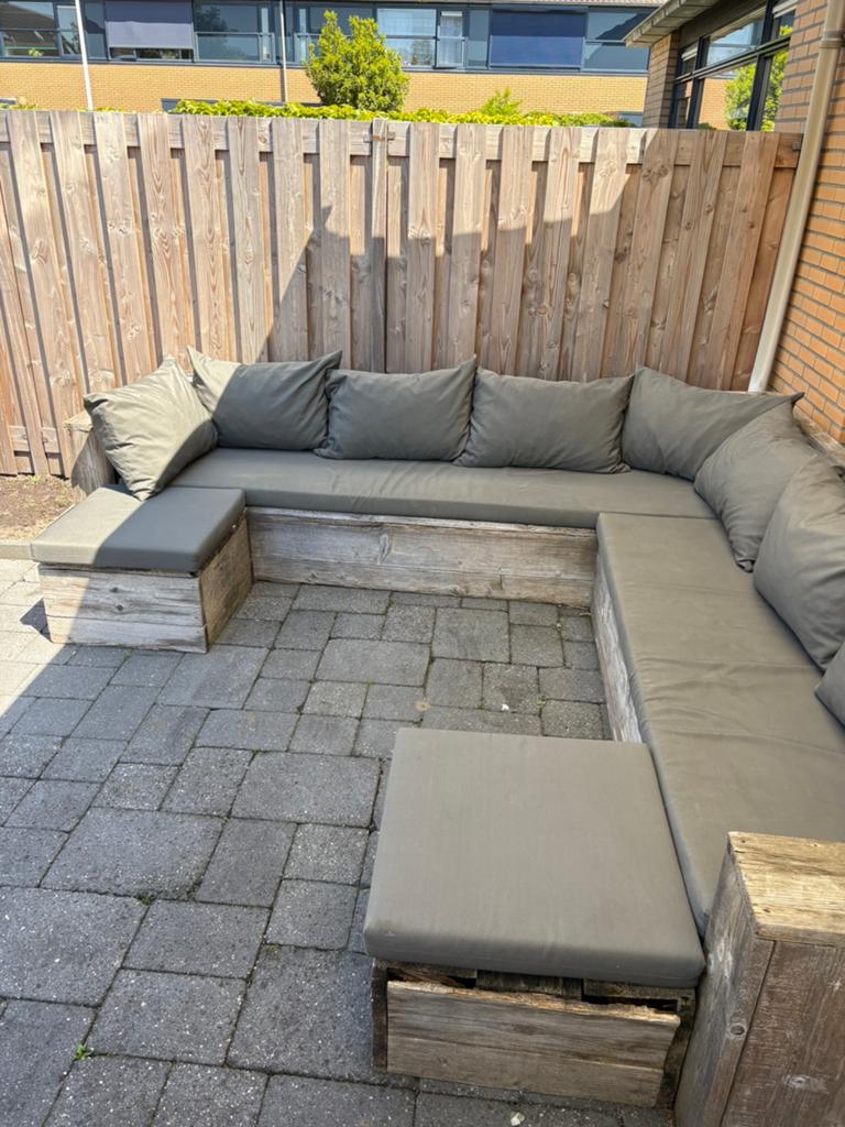 Tuinkussens Grijze voor loungebank, Ophalen, Zo goed als nieuw, Loungeset, Bank