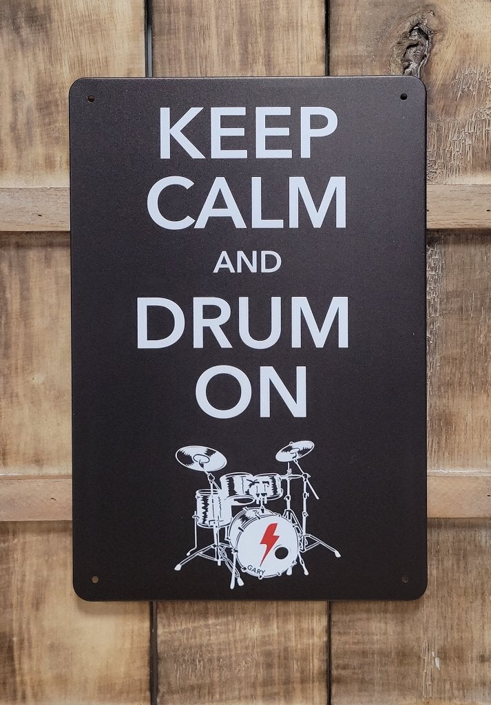 Keep calm and drum on drumstel reclamebord van metaal deco, Info@deconoord.nl, Deco Noord, Nieuw, Ophalen of Verzenden