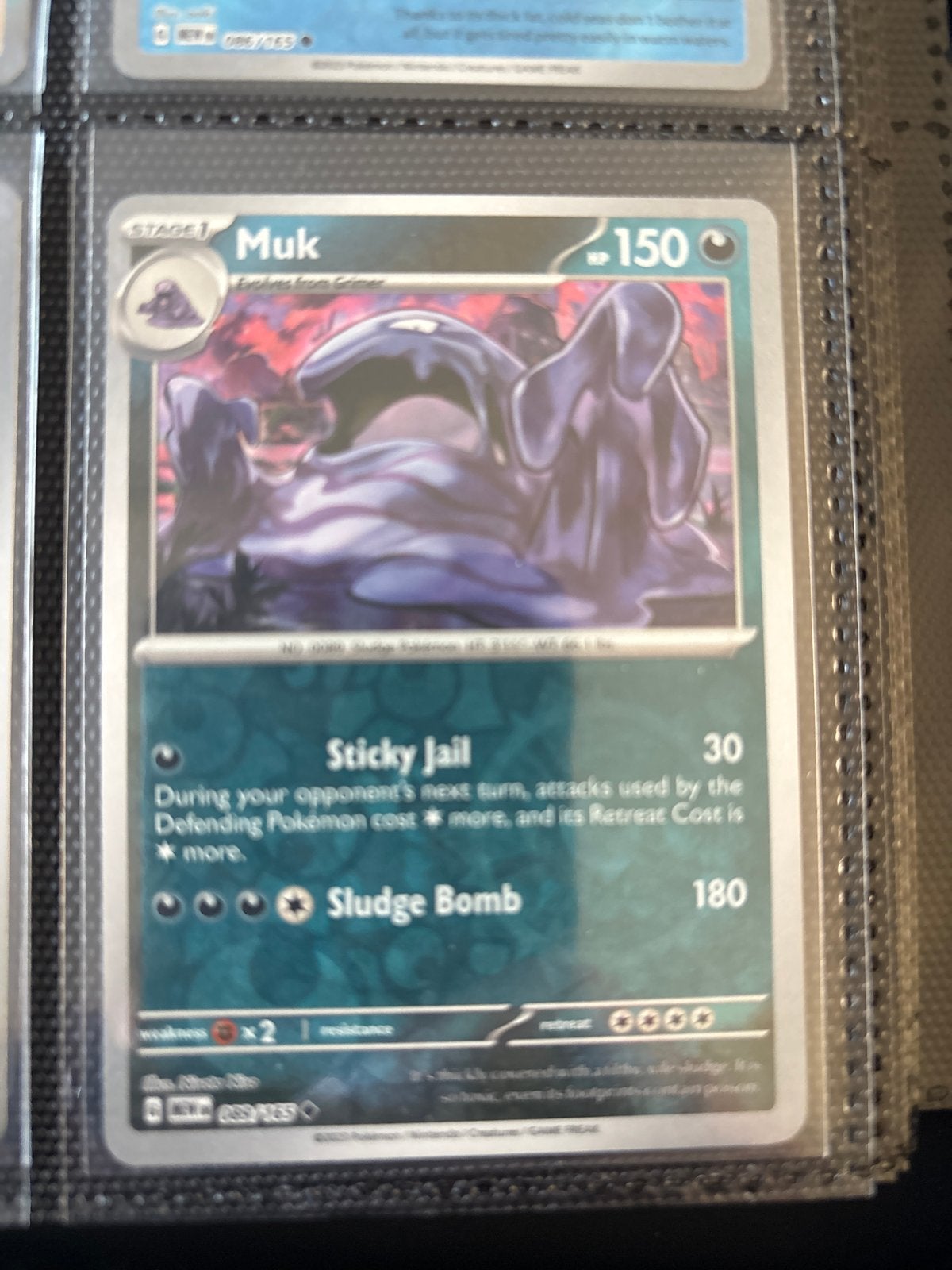 Pokémon Kaart Muk 151 reverse holo mew, Ophalen of Verzenden, Zo goed als nieuw, Losse kaart