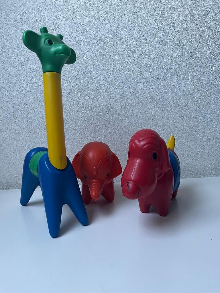Vintage Fisher Price dieren: hond, olifant en giraffe, Ophalen of Verzenden, Gebruikt, Overige typen