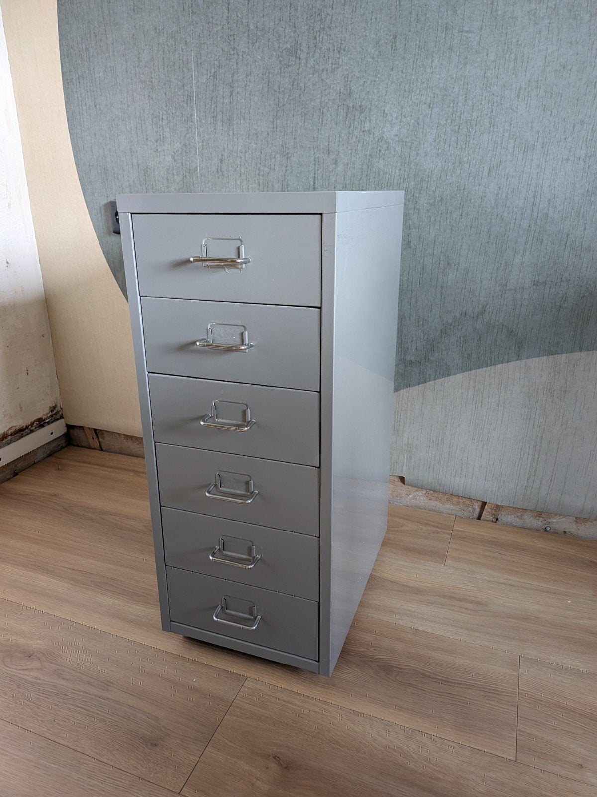 Grijze Ikea Helmer ladeblok met 6 laden, Ophalen, Minder dan 50 cm, Gebruikt, 5 laden of meer