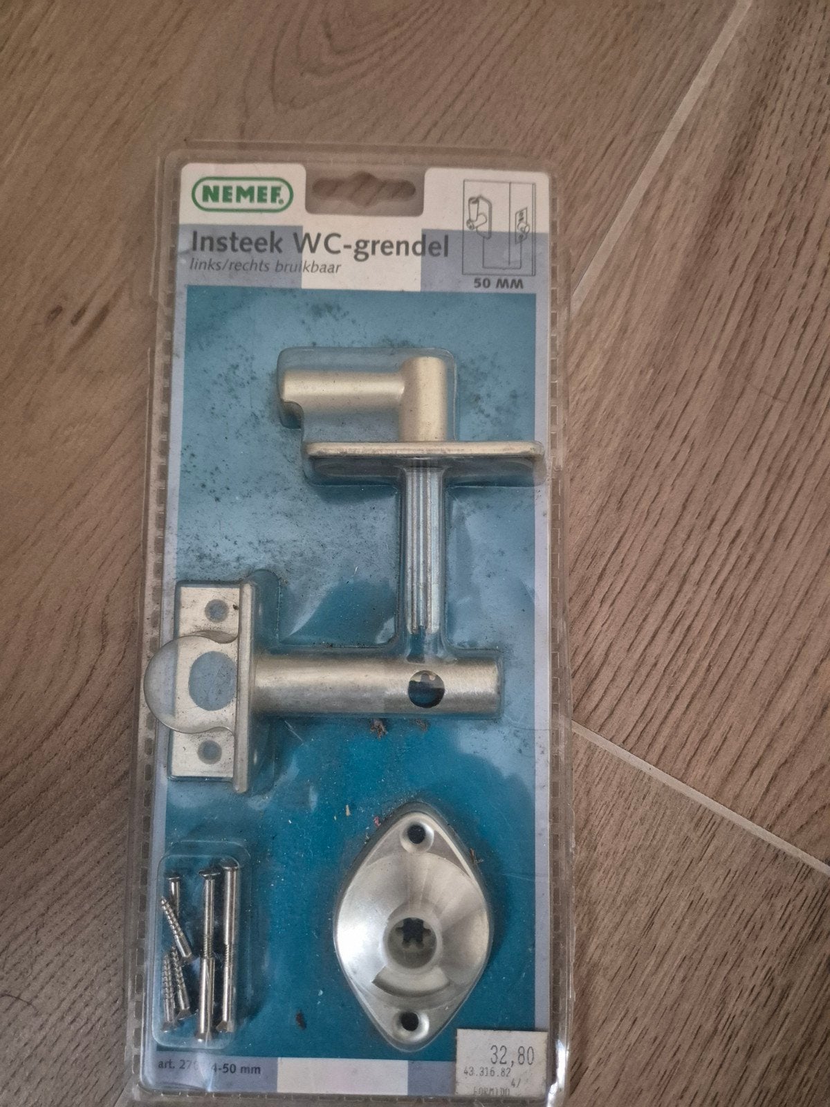 Nieuwe Nemef Insteek WC-grendel - Links/Rechts Bruikbaar, Ophalen of Verzenden, Nieuw, Overige materialen, Schuif of Grendel
