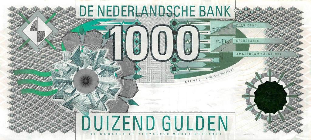Netherlands 1000 Gulden 1994 Xf pn 102, Ophalen of Verzenden, 1000 gulden, Los biljet