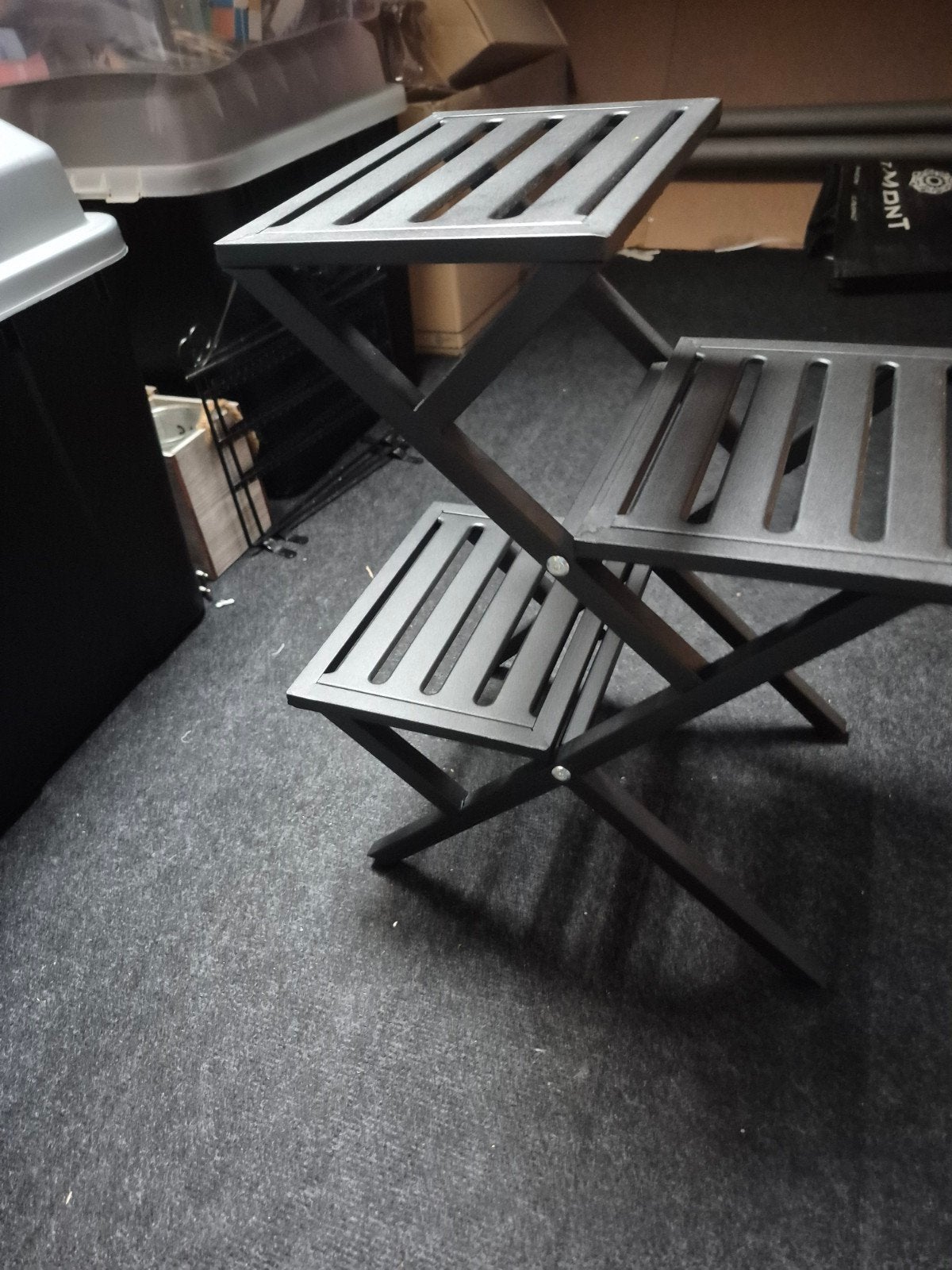 3-laags Zwart metalen plantenrek / bijzettafeltje, Ophalen