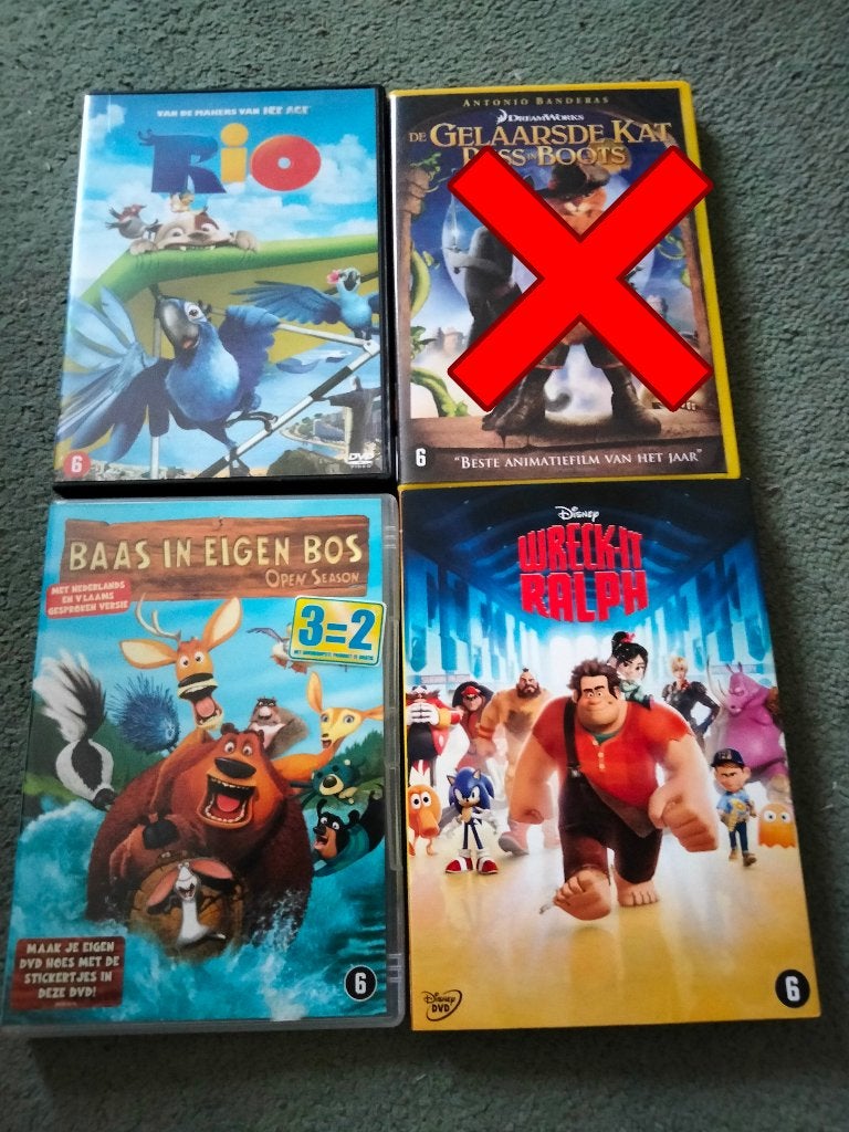 Animatie DVD Box: Rio,  Baas in Bos, Wreck-It, Cd's en Dvd's, Dvd's | Kinderen en Jeugd, Gebruikt, Box/collectie, Animatie, Vanaf 6 jaar