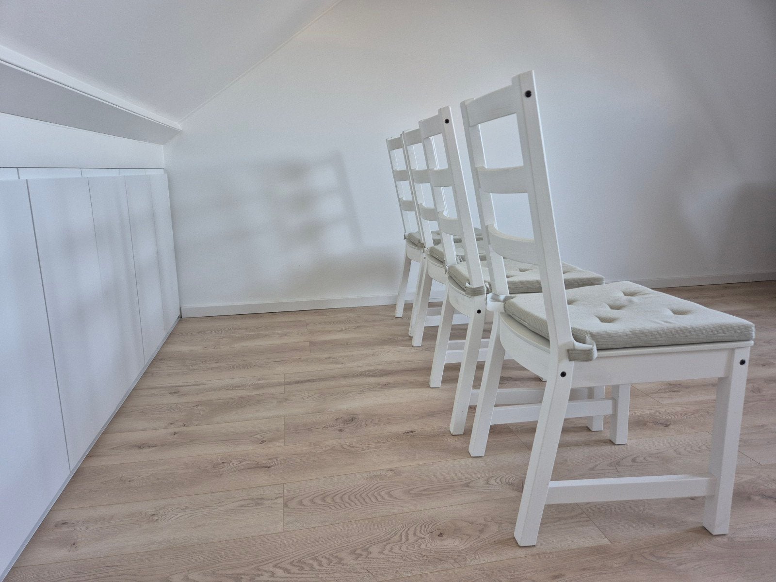 IKEA Nordviken stoelen met kussens (4 stuks), Ophalen, Hout, Gebruikt, Modern, Scandinavisch