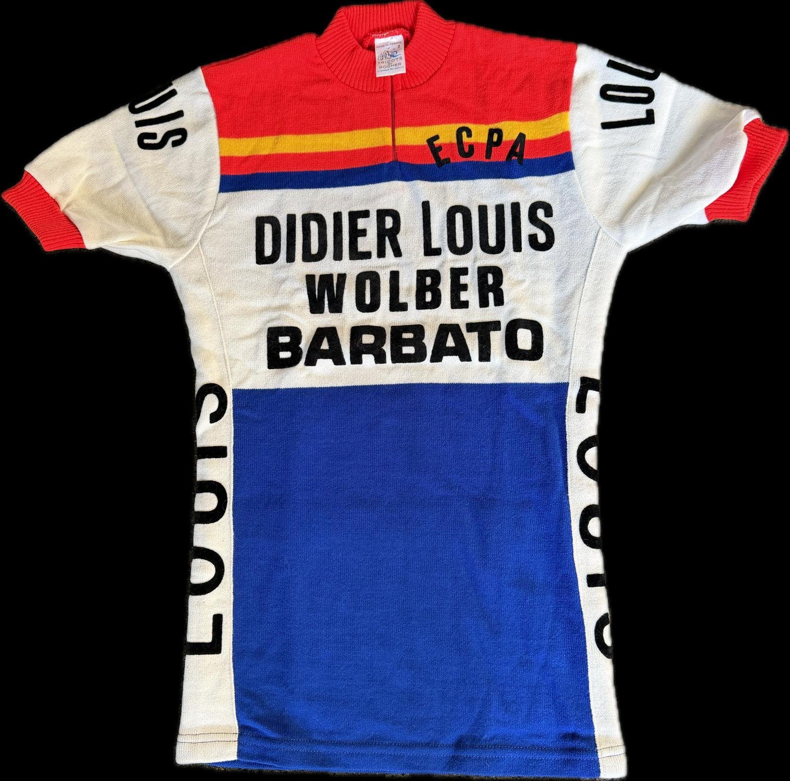 Vintage Didier Louis Wolber Barbato wielershirt, Ophalen of Verzenden, Zo goed als nieuw, Hardlopen of Fietsen, Meerkleurig