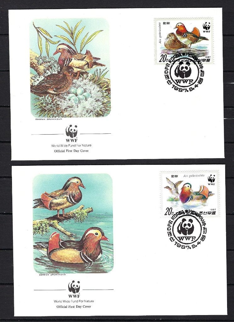 WWF Korea 4x FDC Mi. 2865/2868 (mandarijn eend), Ophalen of Verzenden, Dier of Natuur