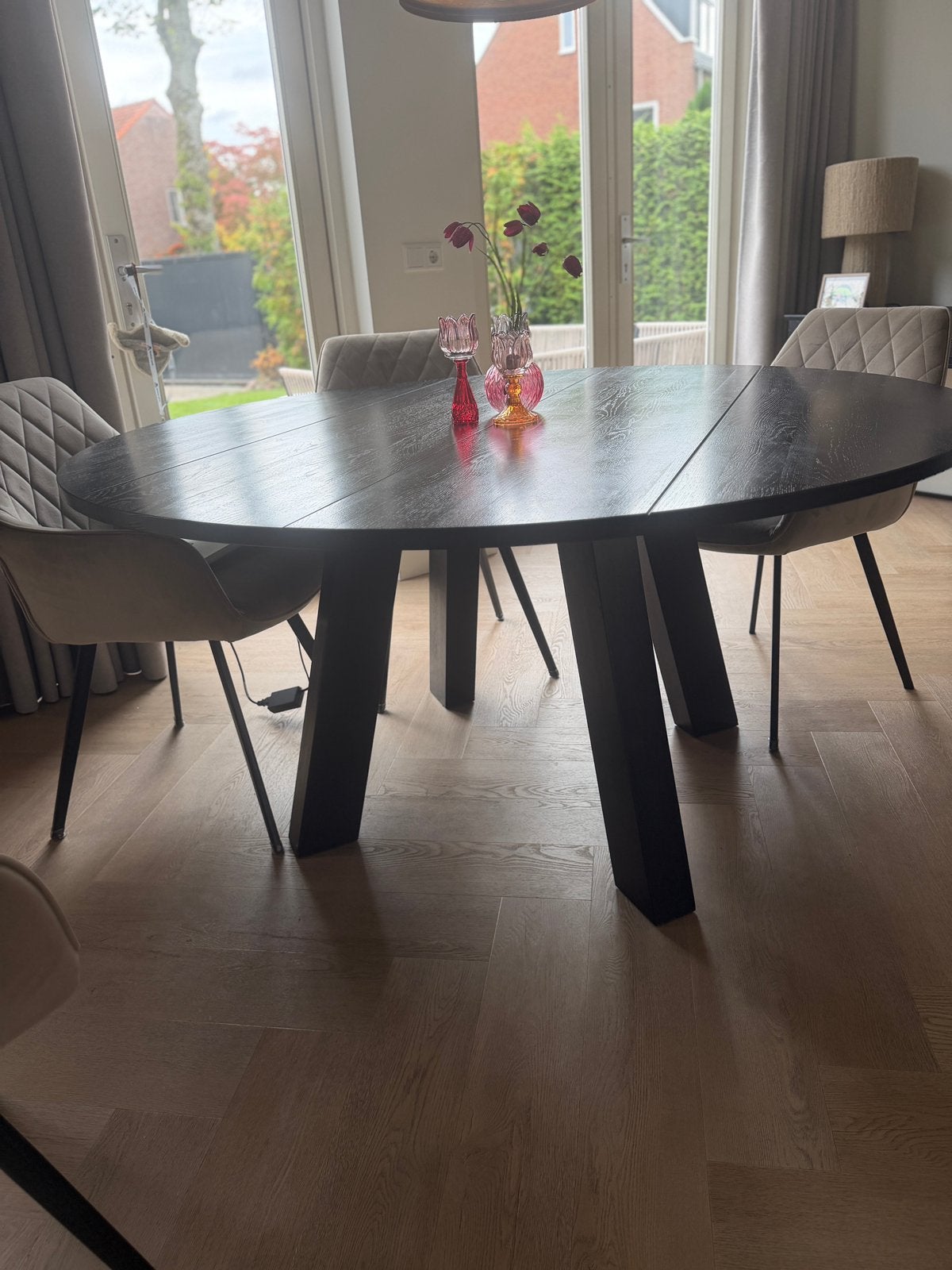 WOOOD Eettafel 150cm zwart, Ophalen, Gebruikt, 100 tot 150 cm, Rond