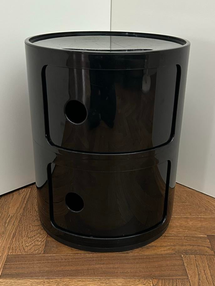 Kartell Componibili kast Ø32 (2 comp.) mat zwart, Huis en Inrichting, Slaapkamer | Nachtkastjes, Gebruikt, Minder dan 55 cm, Minder dan 45 cm