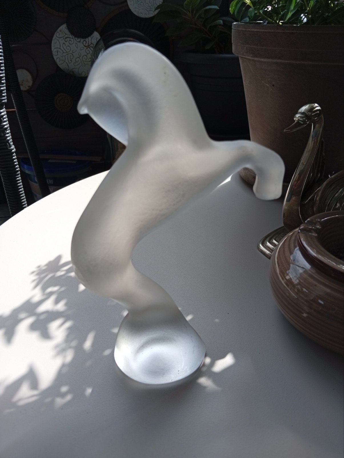 Mooie matte glazen paard sculptuur, Ophalen of Verzenden, Zo goed als nieuw, Dier