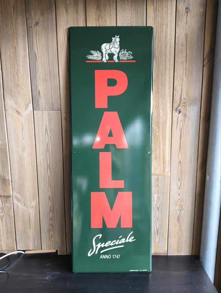 2 Emaille palm borden, Ophalen, Gebruikt, Reclamebord, Plaat of Schild, Palm