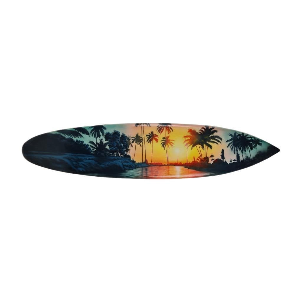 Beach Sunset - Surfboard Decoratie Surfplank 150 cm Hout, Huis en Inrichting, Woonaccessoires | Wanddecoraties, Westerndeco, Nieuw