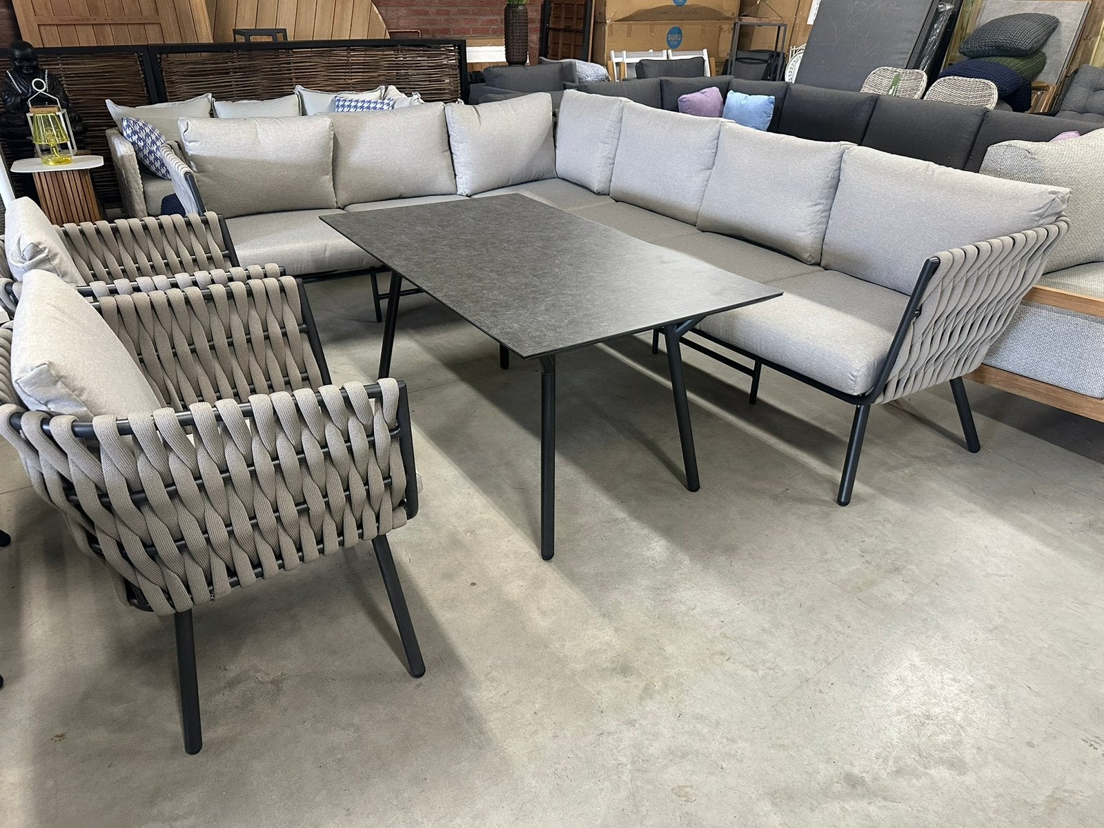 Design Loungeset Dik Rope – Weerbestendig & Comfortabel, Tuin en Terras, Ophalen, 5 zitplaatsen, Kunststof, Gebruikt