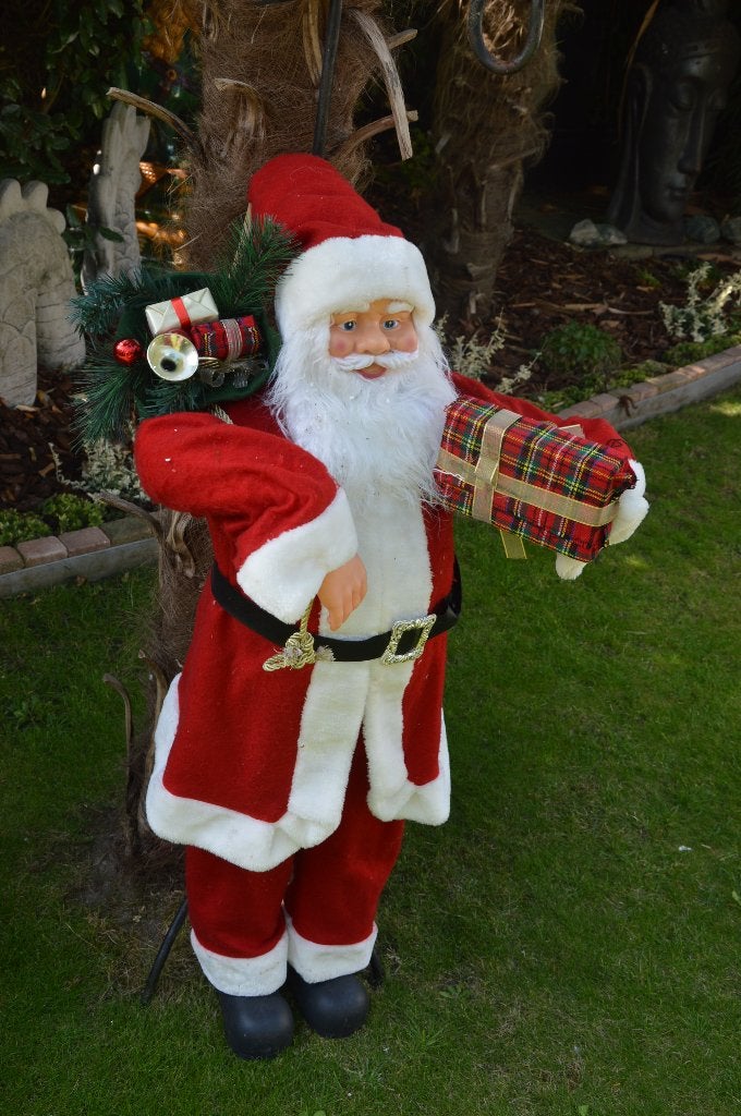 Zeer grote kerstman gemaakt van kunststof met stof 110 cm hg, Ophalen of Verzenden, Gebruikt