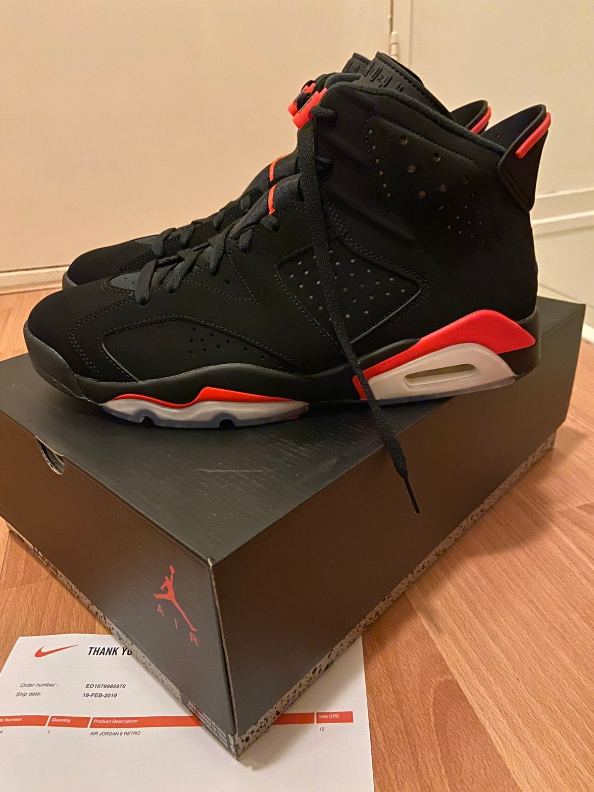 Nike Air Jordan VI 6 Retro Black Infrared EU 46 US 12 DS, Kleding | Heren, Schoenen, Verzenden, Zwart, Nieuw, Sneakers of Gympen