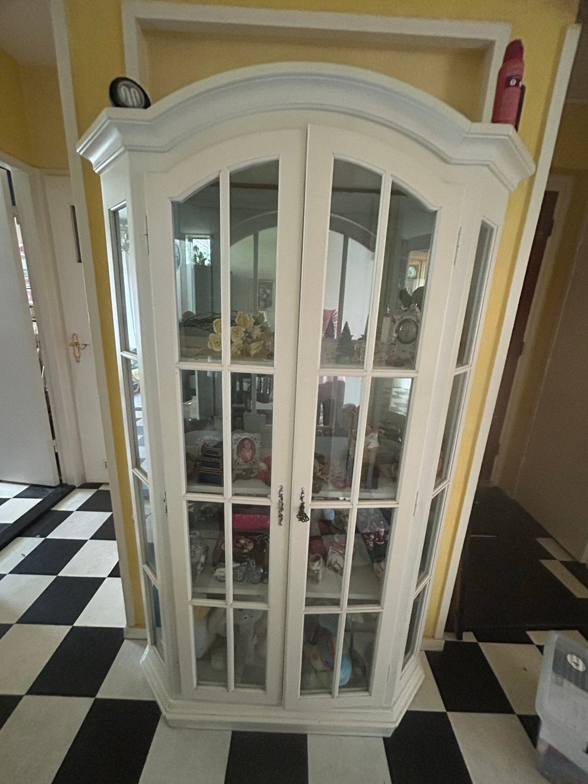 Witte vitrinekast met kleine ruitjes - Den Haag, Ophalen, Gebruikt, 50 tot 100 cm, Glas