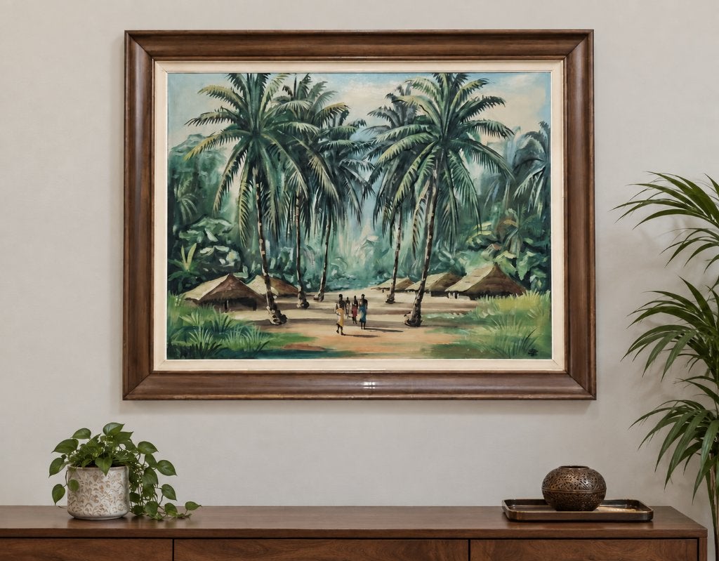 Afrikaanse, schilderij op doek, 74 x 94 cm, gesigneerd, Ophalen, Doek, Olieverf, Klassiek