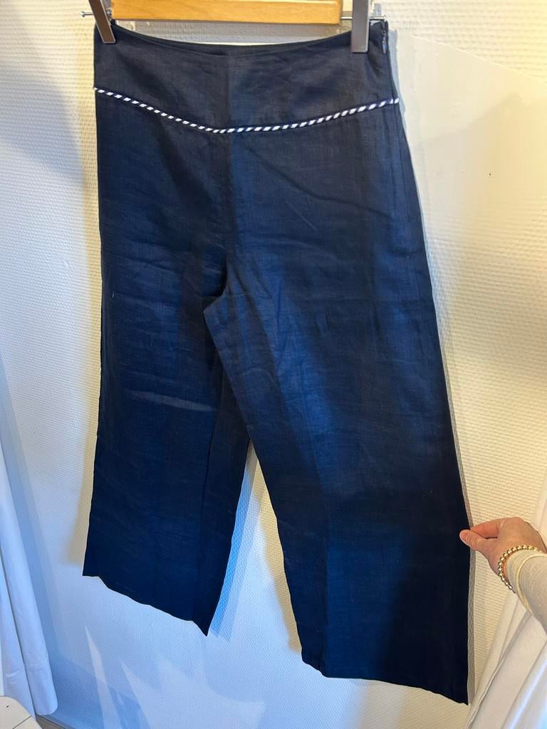 Donkerblauwe wideleg linnen broek Copine de luxe, Kleding | Dames, Claudia Strater, Blauw, Claudia Strater, Ophalen of Verzenden