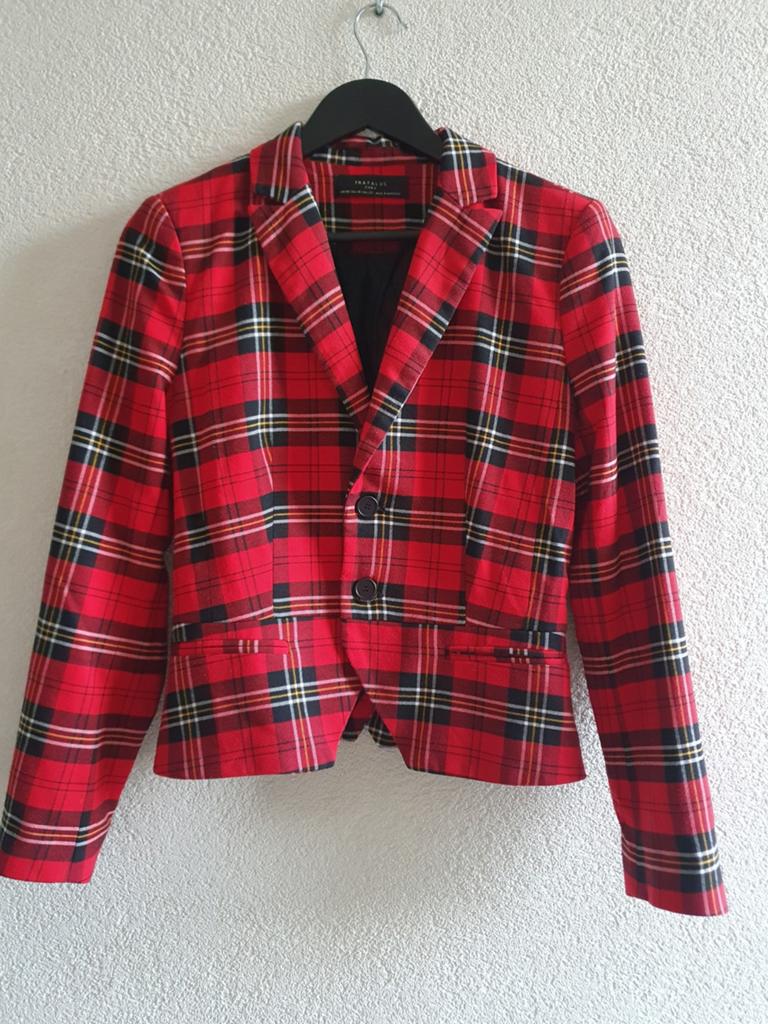 Trafaluc Zara geruit jasje rood maat M, Kleding | Dames, Maat 38/40 (M), Trafaluc Zara, Ophalen of Verzenden, Jasje