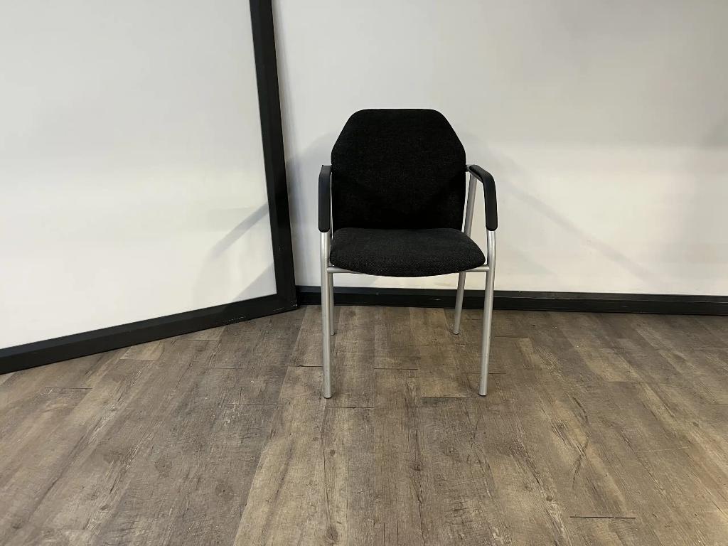 Vergader/kantinestoel Aluminium-antraciet, Huis en Inrichting, Stoelen, Eén, Stof, Grijs, Ophalen of Verzenden