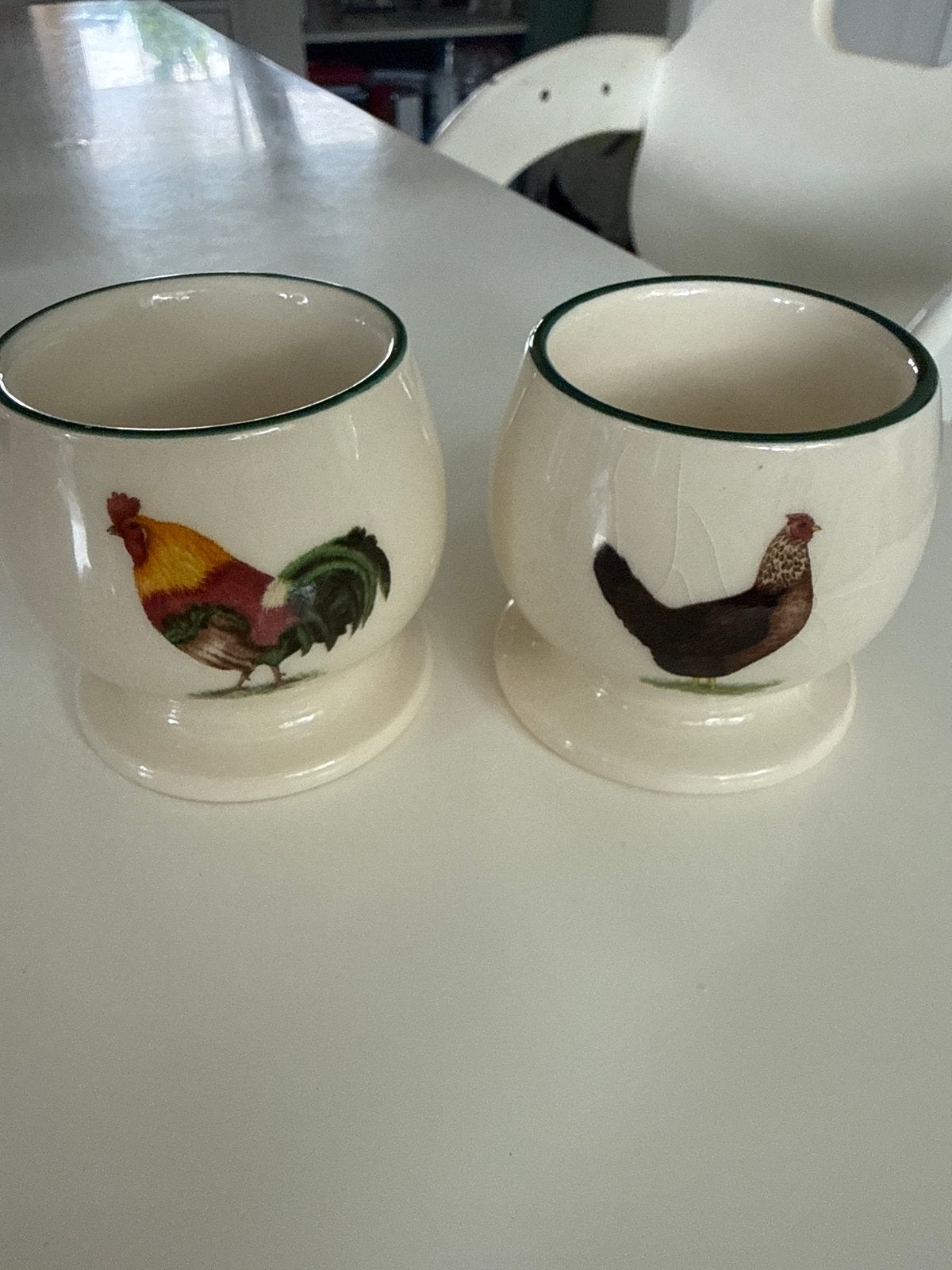 Cloverleaf eierdopjes met haan en kip - Vintage, Gebruikt, Overige merken, Overige typen, Vintage