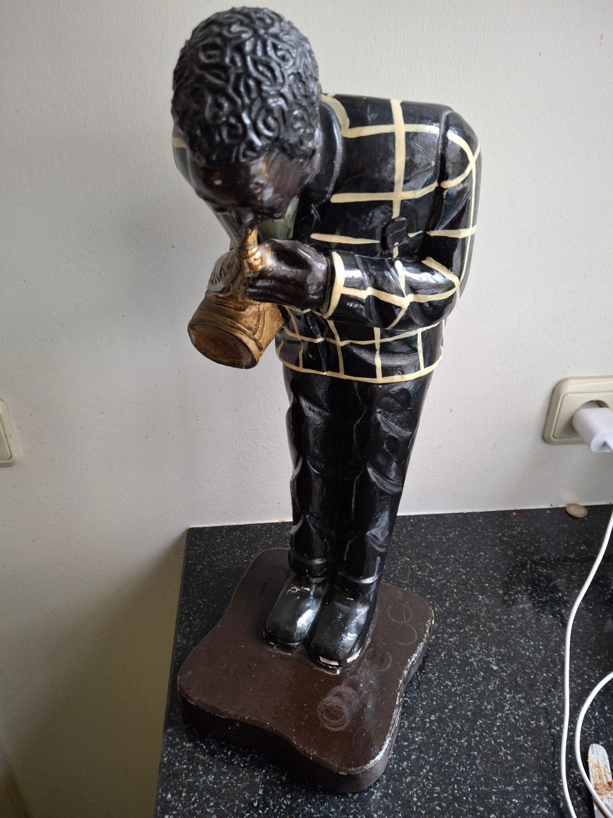 Vintage Houten Saxophone speler., Ophalen