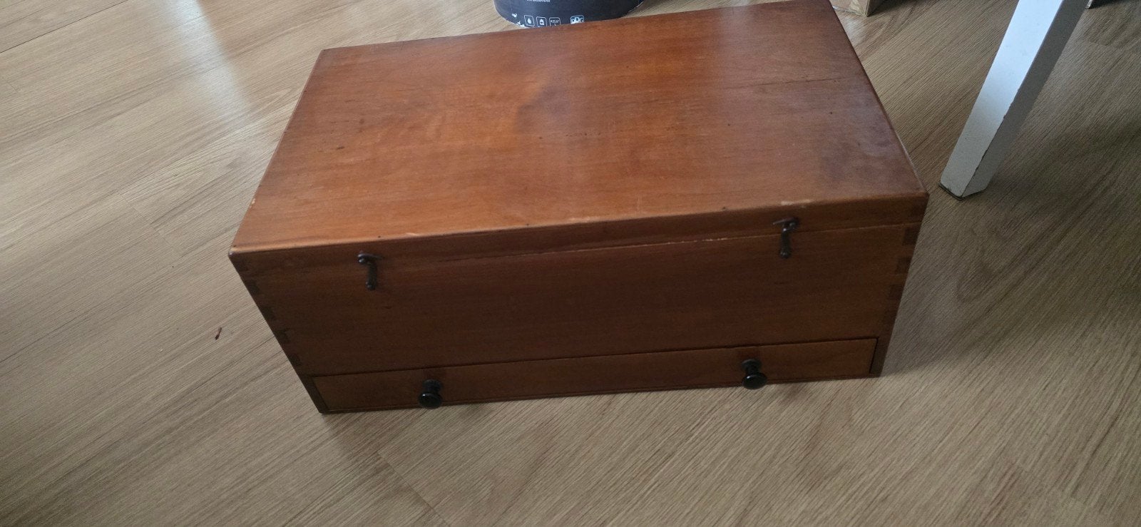 Vintage houten opbergkist met lades en vakken, Ophalen of Verzenden