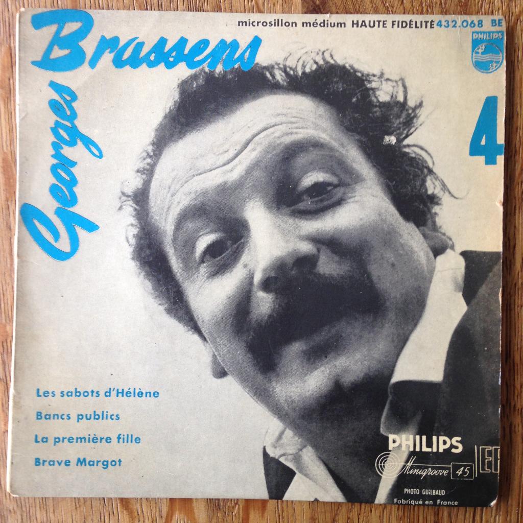 Georges Brassens Sabots Helene EP 7" N4 chanson France 50s, Gebruikt, Voor 1960, 7 inch, Ophalen of Verzenden
