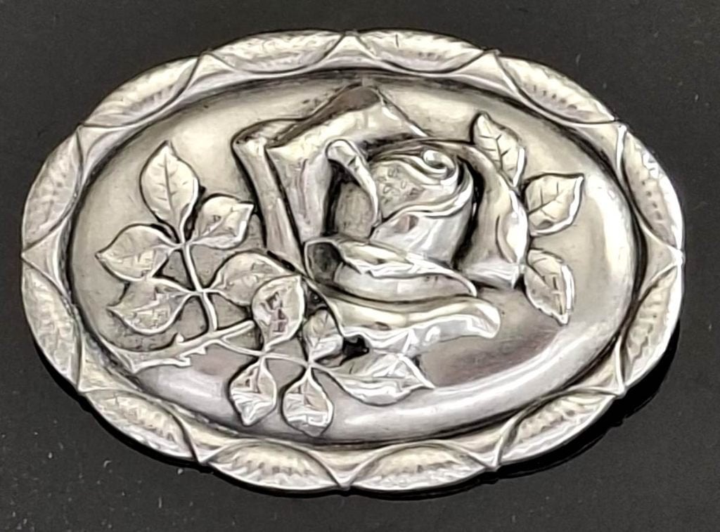 Prachtige Antieke Zilver Biedermeier Roos Broche, Ophalen of Verzenden, Zilver, Broche