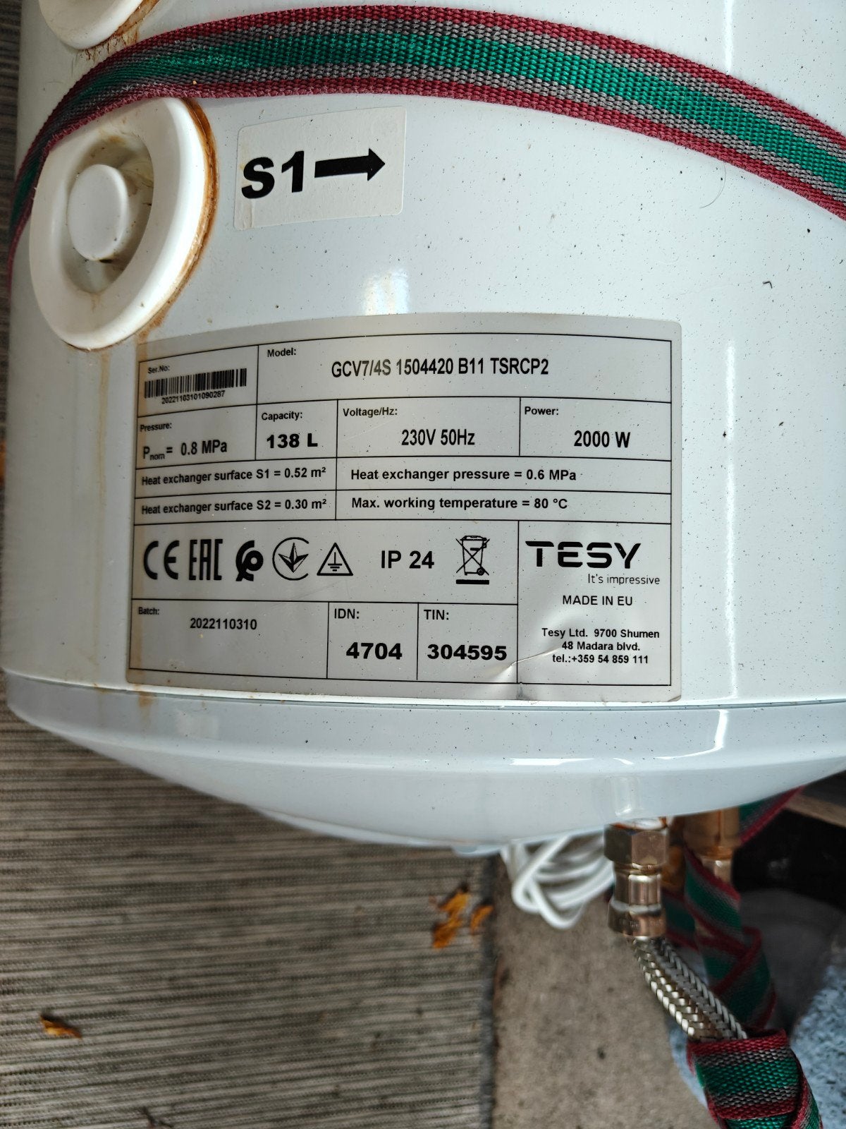 Defecte Tesy Boiler GCV7/4S 1504420 B11 TSRCP2 - 150L, Doe-het-zelf en Verbouw, Geisers en Boilers, 100 liter of meer, Ophalen
