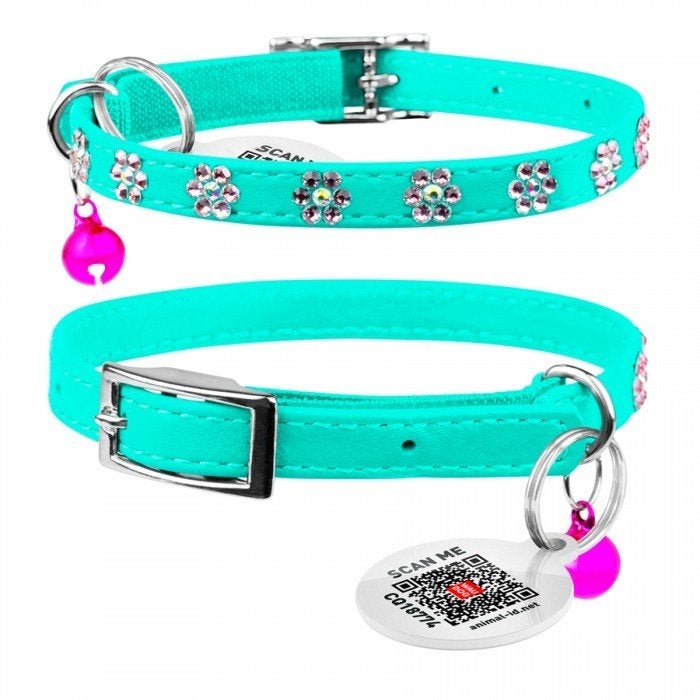 WAUDOG Glamour Flower Kattenhalsband Mint 22-30 cm -35%!!!, Ophalen of Verzenden, Nieuw