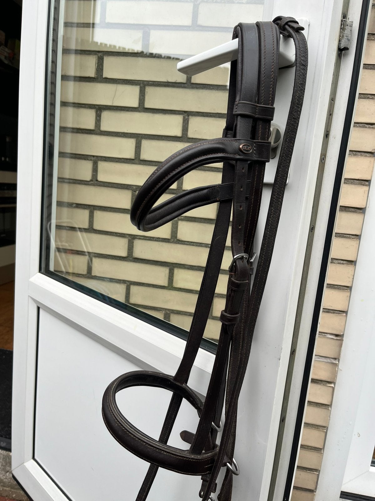 Bitloos hoofdstel FRA cob/full donkerbruin leer kaakgekruist, Hoofdstel, Bruin, Ophalen of Verzenden, Zo goed als nieuw