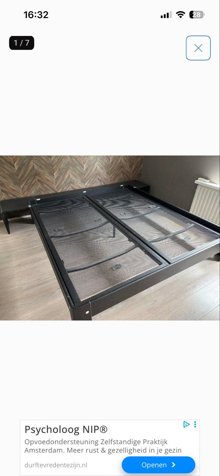 Auping bedframe met spiraalbodems 180x200 cm, Huis en Inrichting, Slaapkamer | Bedden, Ophalen, Zwart, Tweepersoons, 180 cm