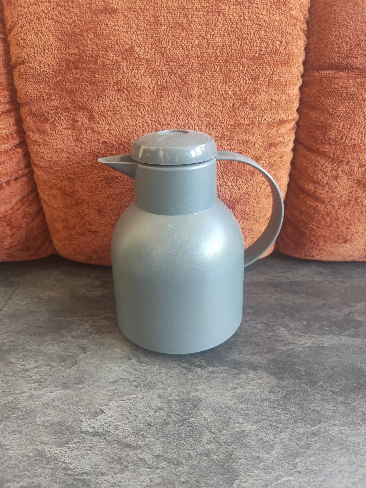 Emsa Samba Thermoskan 1.0L - Grijs, Theepot/fluitketel, Gebruikt, Kunststof, Ophalen of Verzenden
