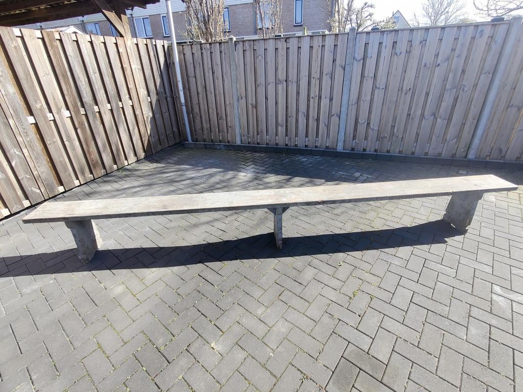 Oude brocante landelijke bank 4 meter lang, Ophalen