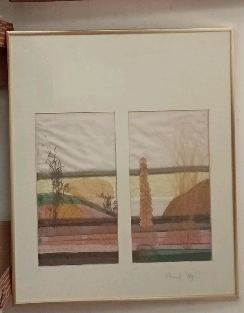 Textiel schilderij Zijde Landschap  Annie'89, Ophalen of Verzenden