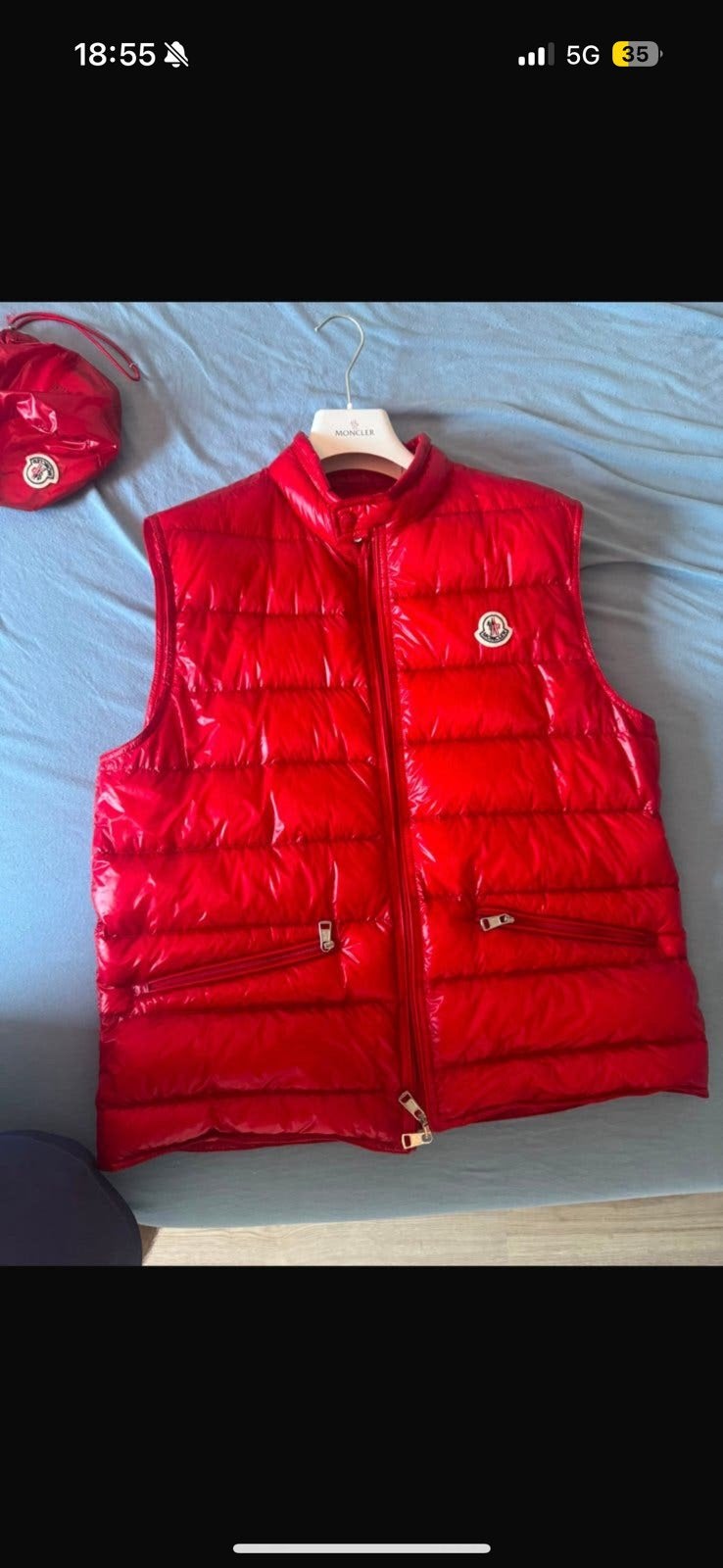 Moncler bodywarmer orgineel maat m rood, Ophalen of Verzenden, Zo goed als nieuw, Rood