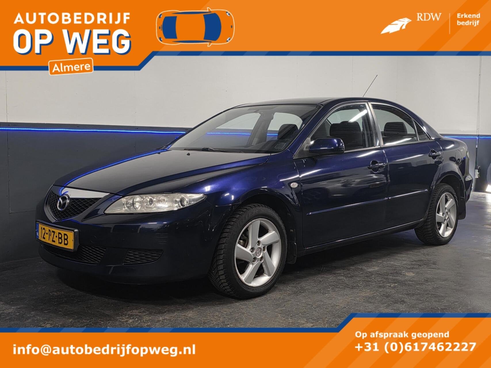 Mazda 6 1.8i Exclusive | Inruilkoopje! | Cruise & Climat Con, Auto's, Stof, Gebruikt, 4 cilinders, Blauw