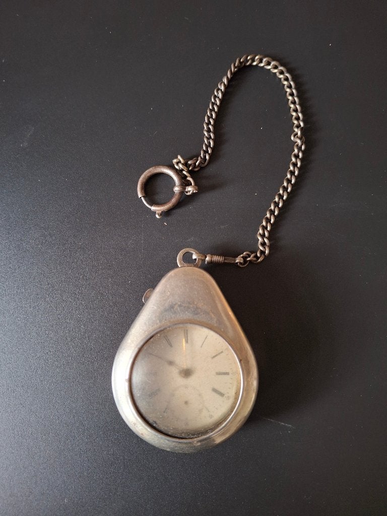 Antiek Zakhorloge met Ketting - Zilverkleurig, Overige merken, Zakhorloge, Ophalen of Verzenden, Met ketting