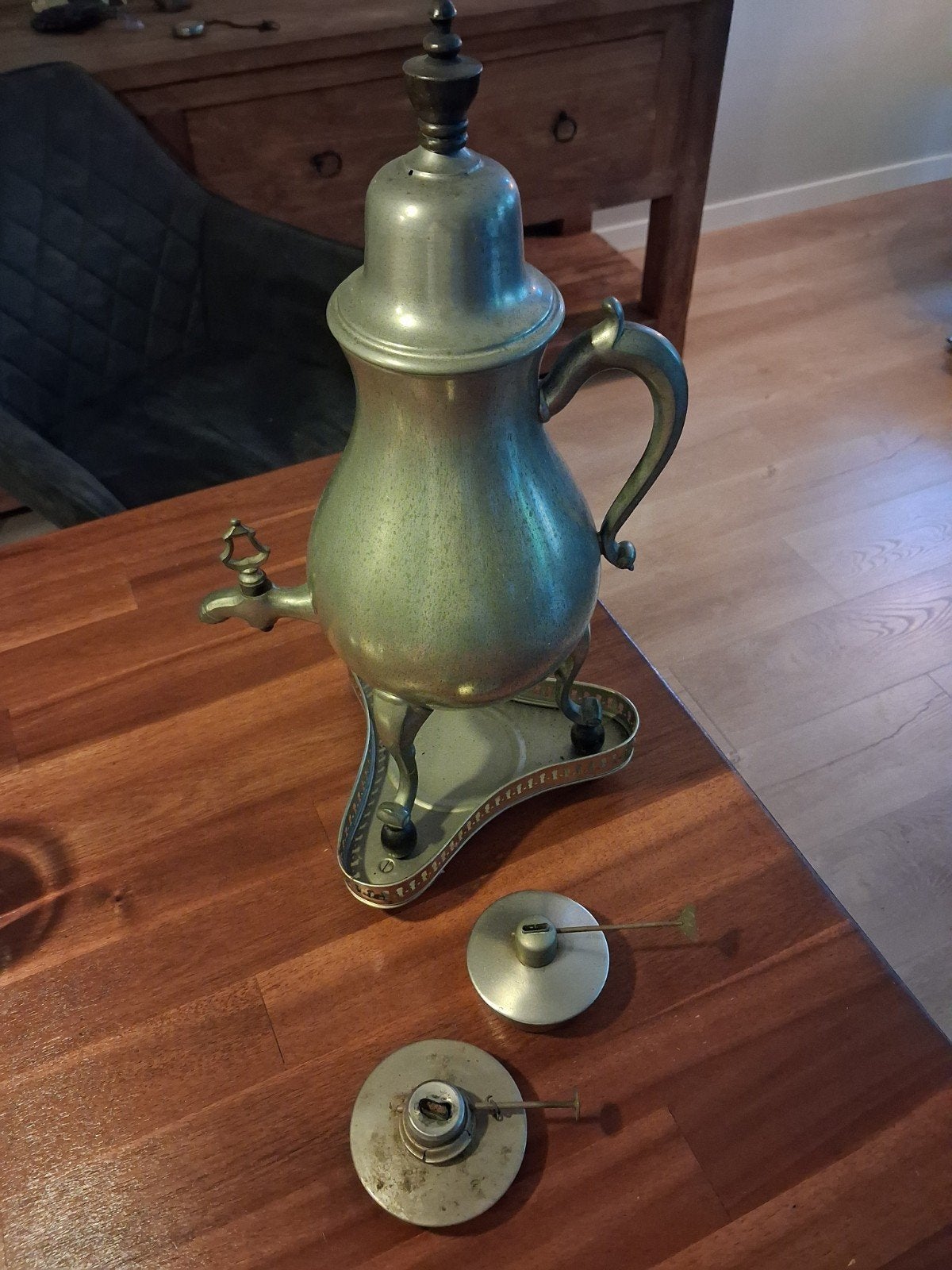 Antieke tinnen theeketel/samovar, Tiel Holland, Ophalen of Verzenden