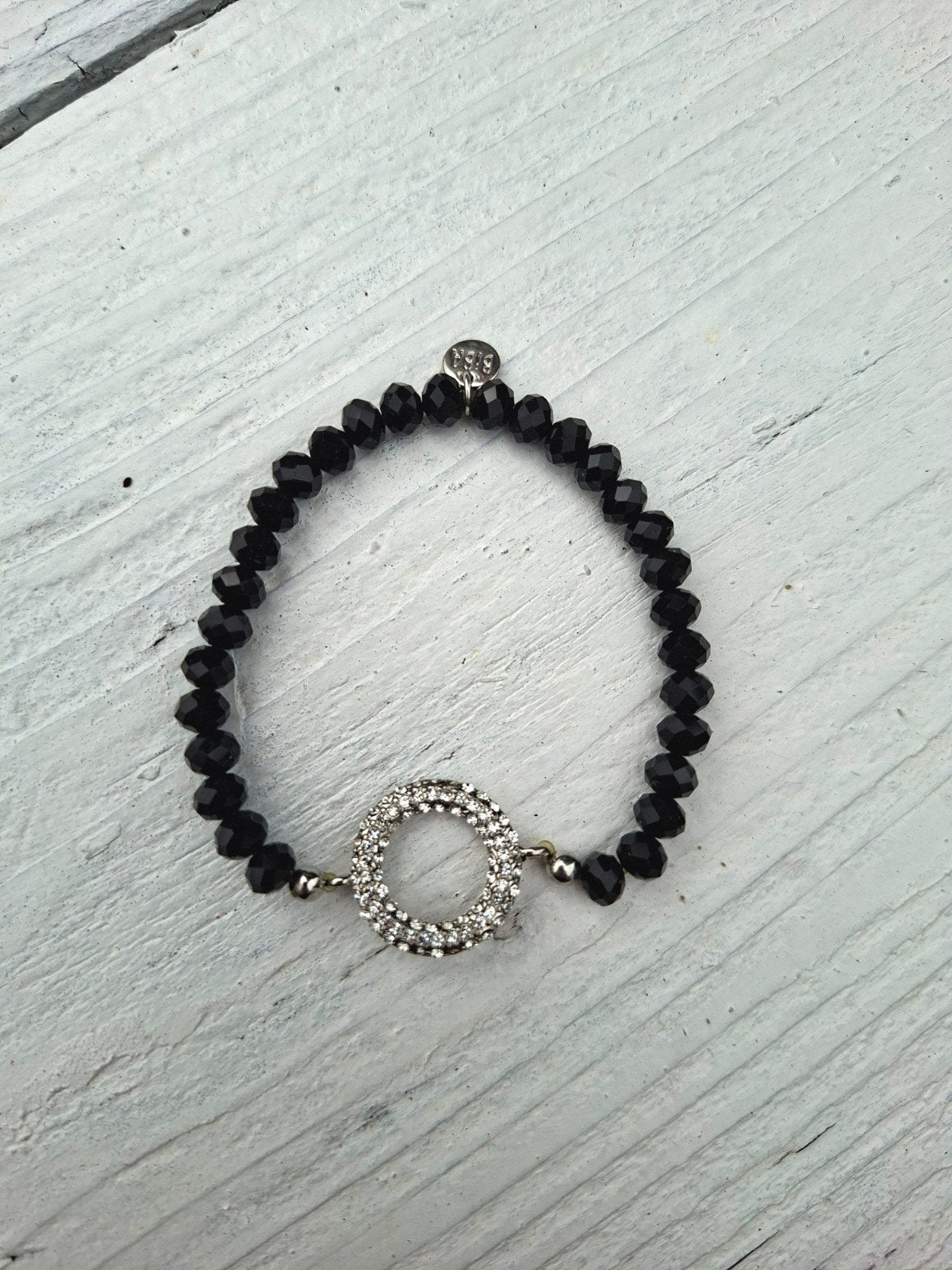 Biba zwart armbandje met strass rondje 3 euro nieuw, Sieraden, Tassen en Uiterlijk, Armbanden, Zwart, Kunststof of Plastic, Nieuw