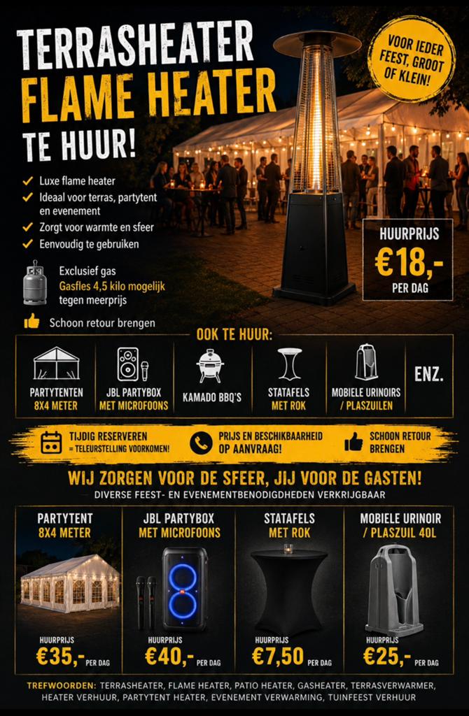 Terrasheater Flame Heater te huur, Ophalen of Verzenden, Nieuw, Abraham of Sarah