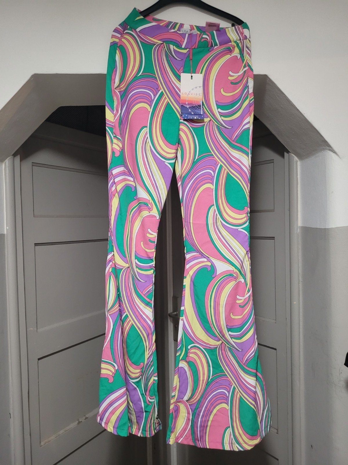 Loavies flared broek met psychedelische print, Meerkleurig, Nieuw, Ophalen of Verzenden, Loavies