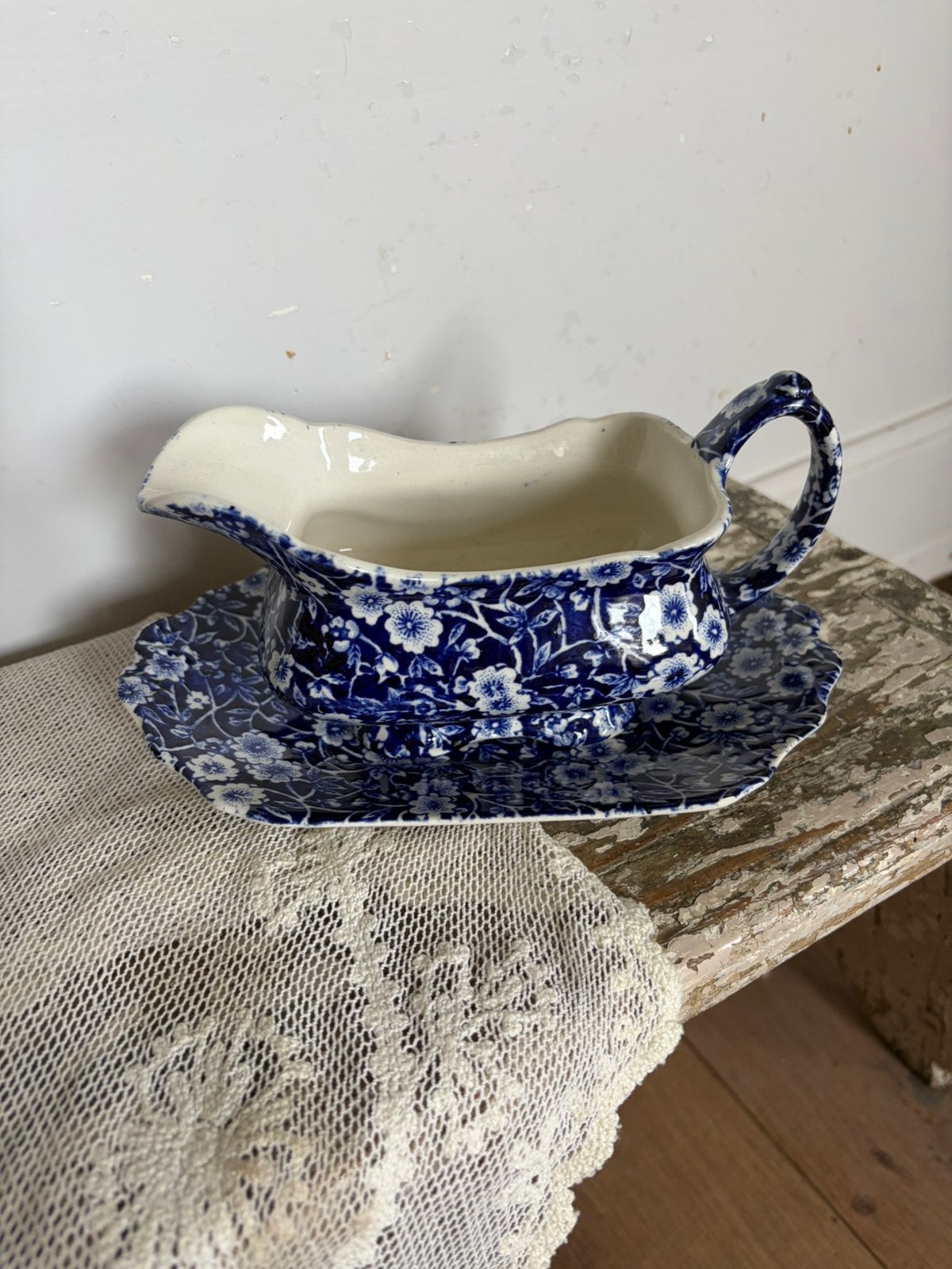 Burleigh sauskom Bleu Calico staffordsire, Ophalen of Verzenden