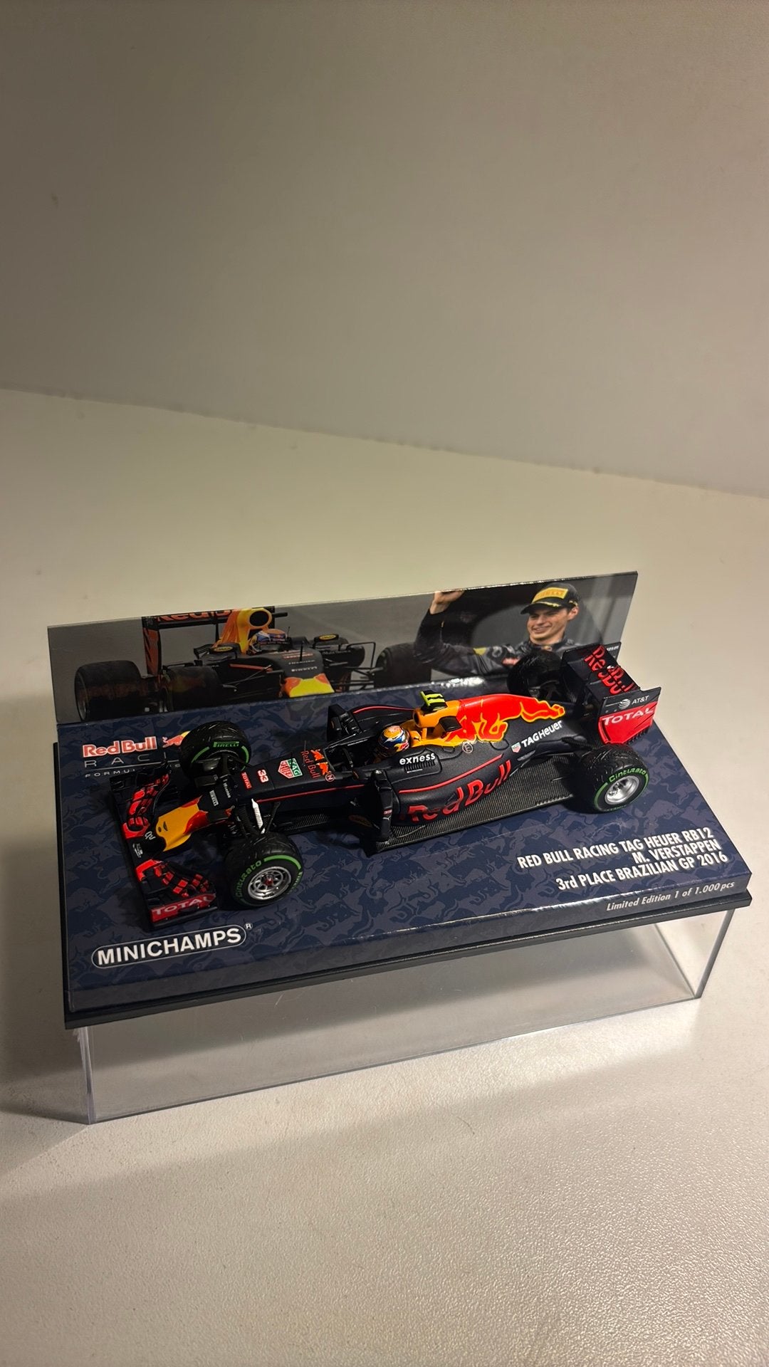 F1 red bull rb12 m.verstappen brazilian 2016 minichamps 1.43, Auto, Ophalen of Verzenden, MiniChamps, A