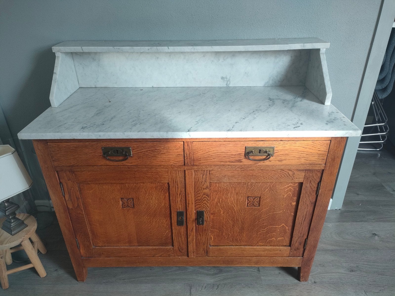 Antiek dressoir met marmeren blad, Ophalen of Verzenden