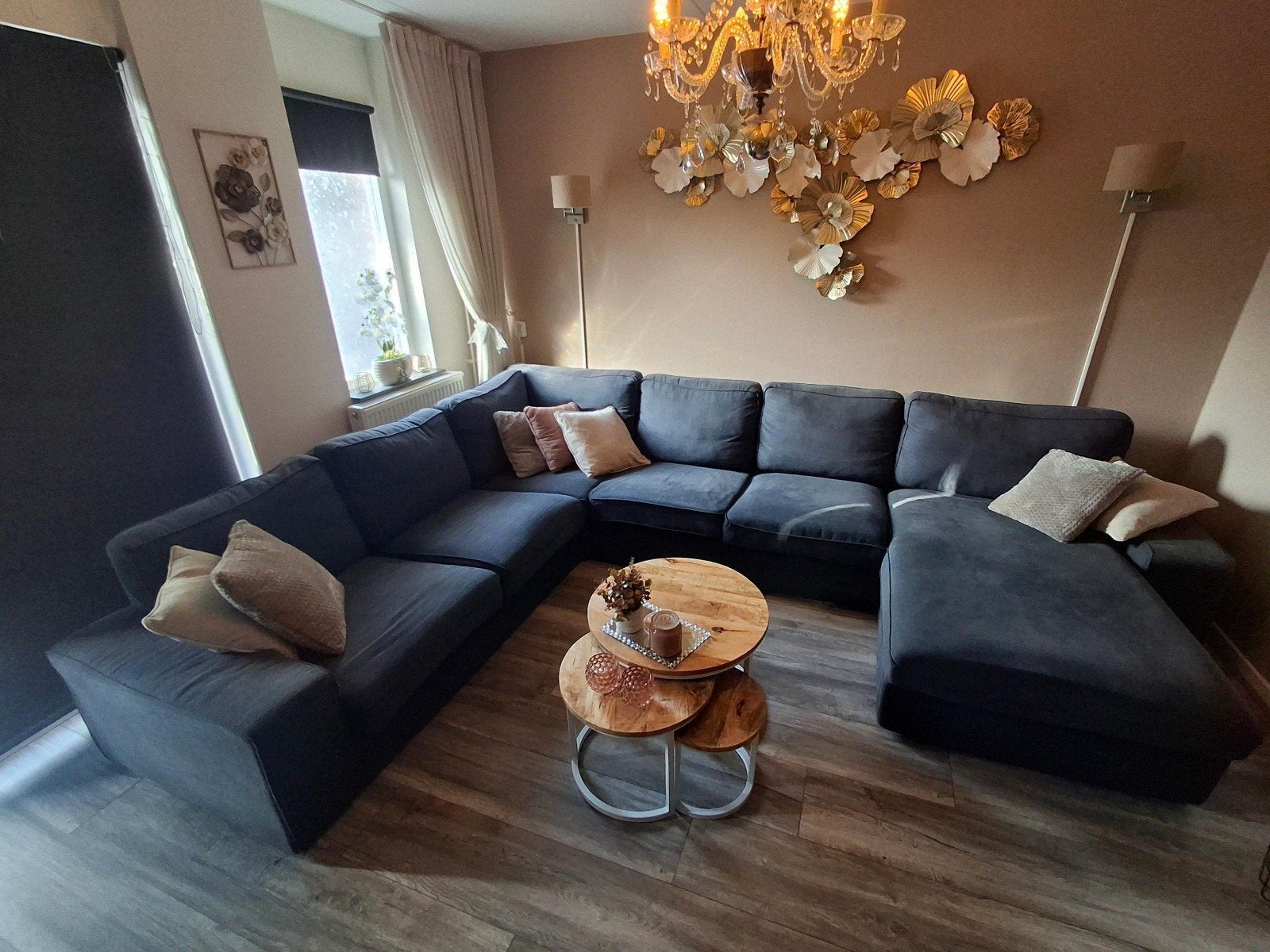 IKEA KIVIK Hoekbank 5-zits met chaise longue stof Tresund, Ophalen, Gebruikt, Hoekbank, 300 cm of meer