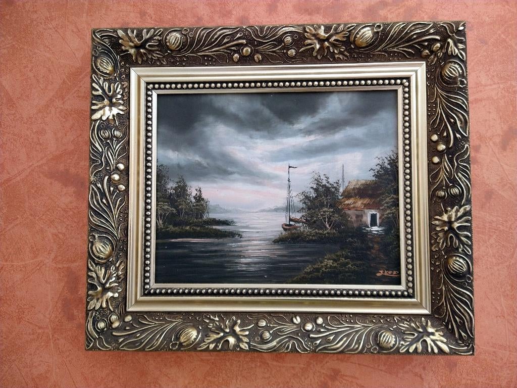 Olieverf schilderij landschap van J.Kok, Antiek en Kunst, Kunst | Schilderijen | Klassiek, Ophalen of Verzenden