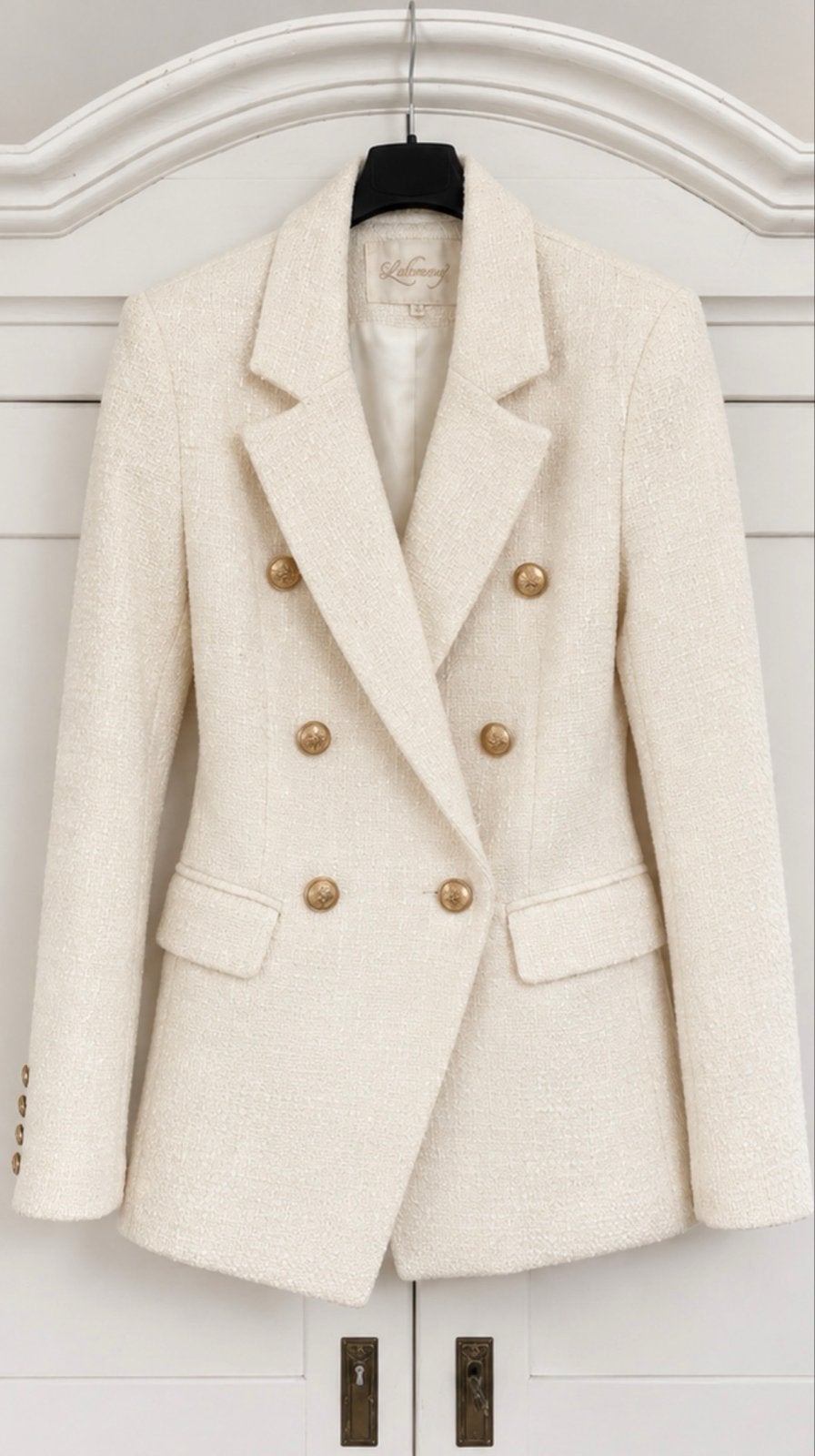 Chique Crèmekleurige Double-Breasted Blazer, Beige, Nieuw, Ophalen of Verzenden, Jasje